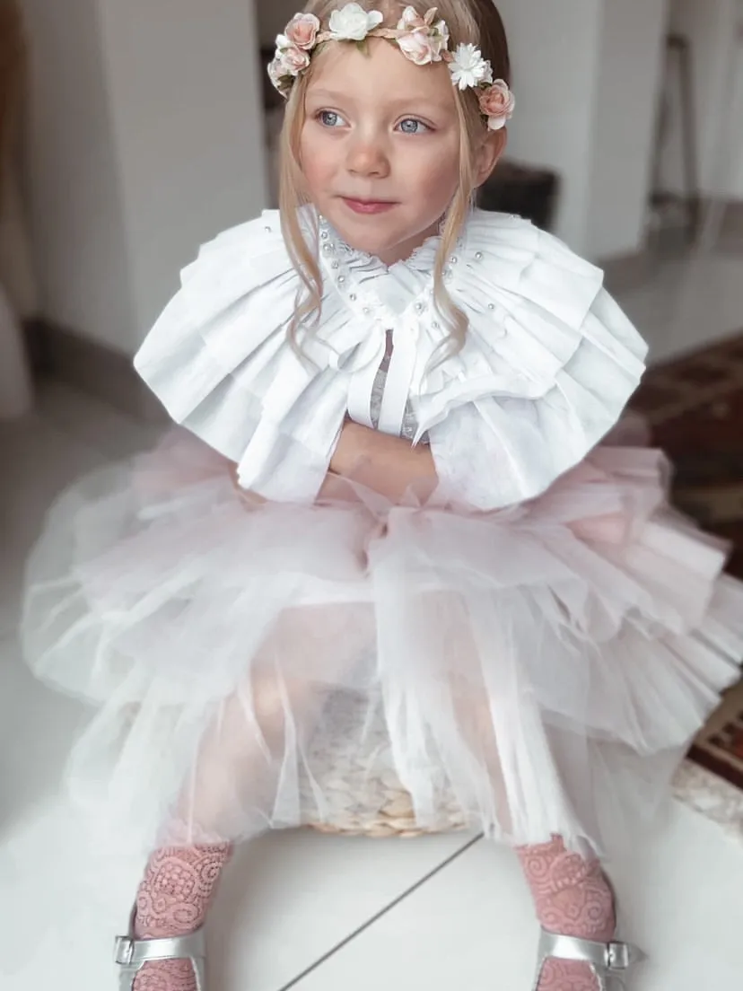 Petite Maison Kids Victoria White Mesh Cape