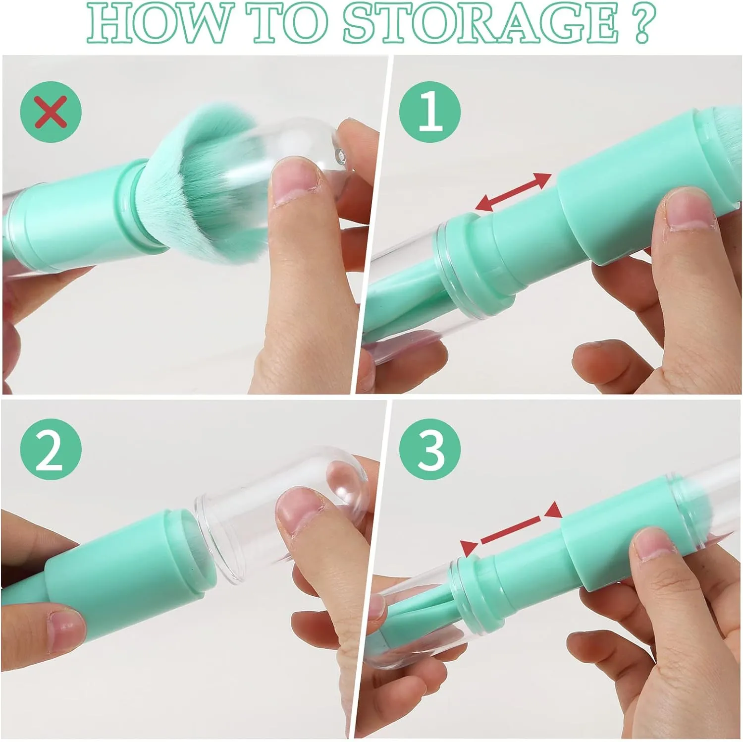Portable Makeup Brush Four In One Blue