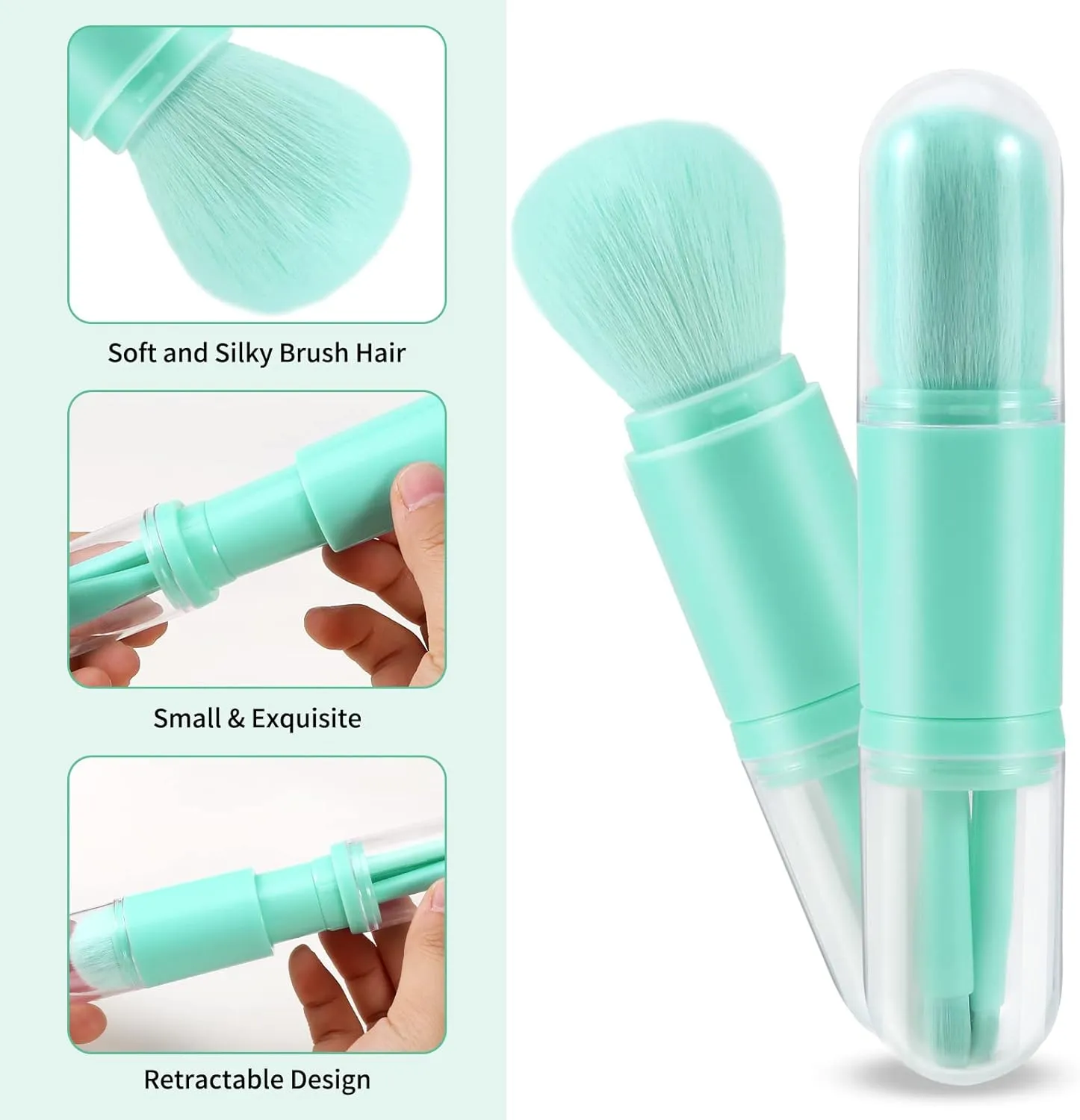 Portable Makeup Brush Four In One Blue