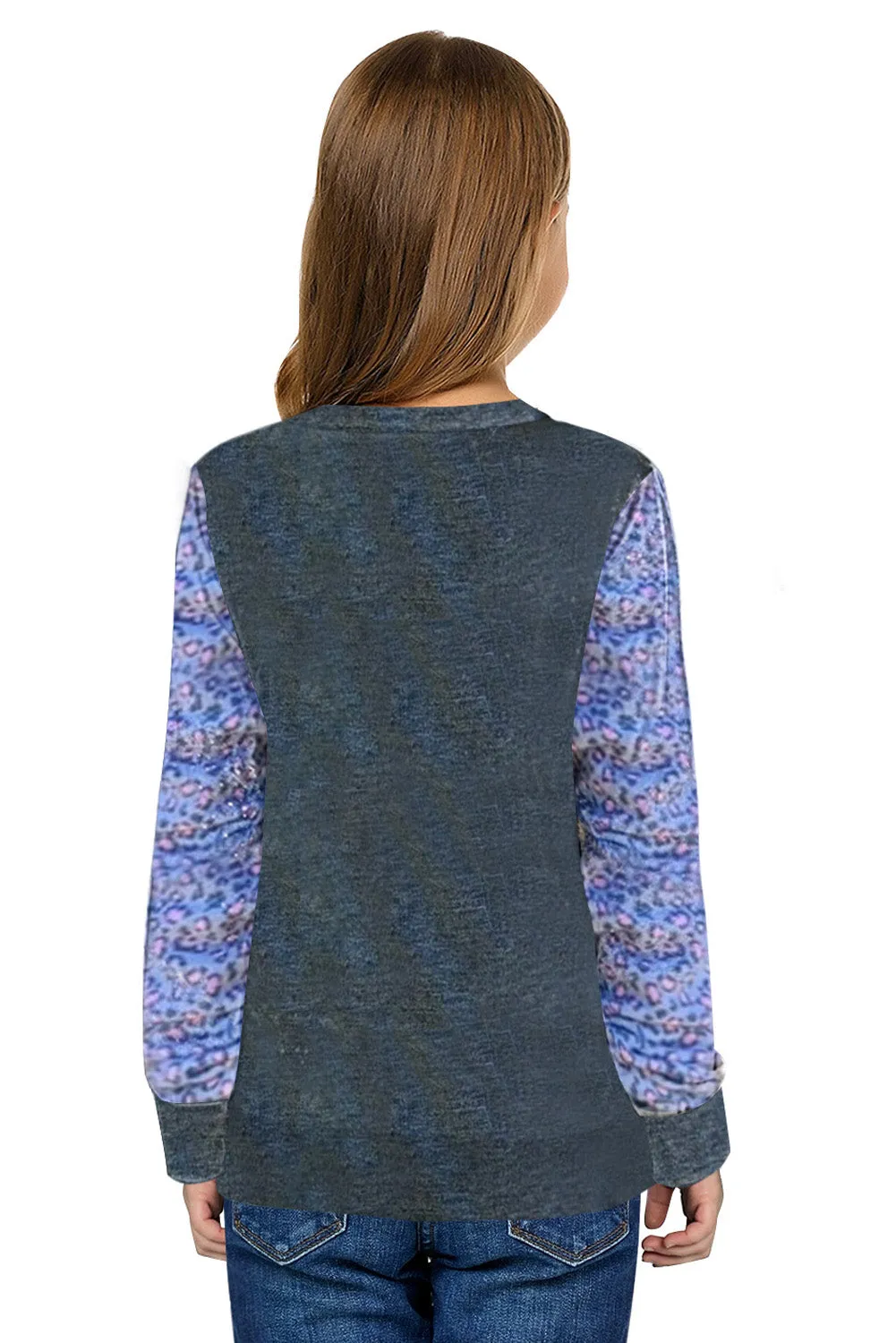 Printed Kangeroo Pocket Little Girl Sweatshirt