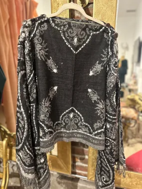 Pure wool reversible embroidered cape- bright multi