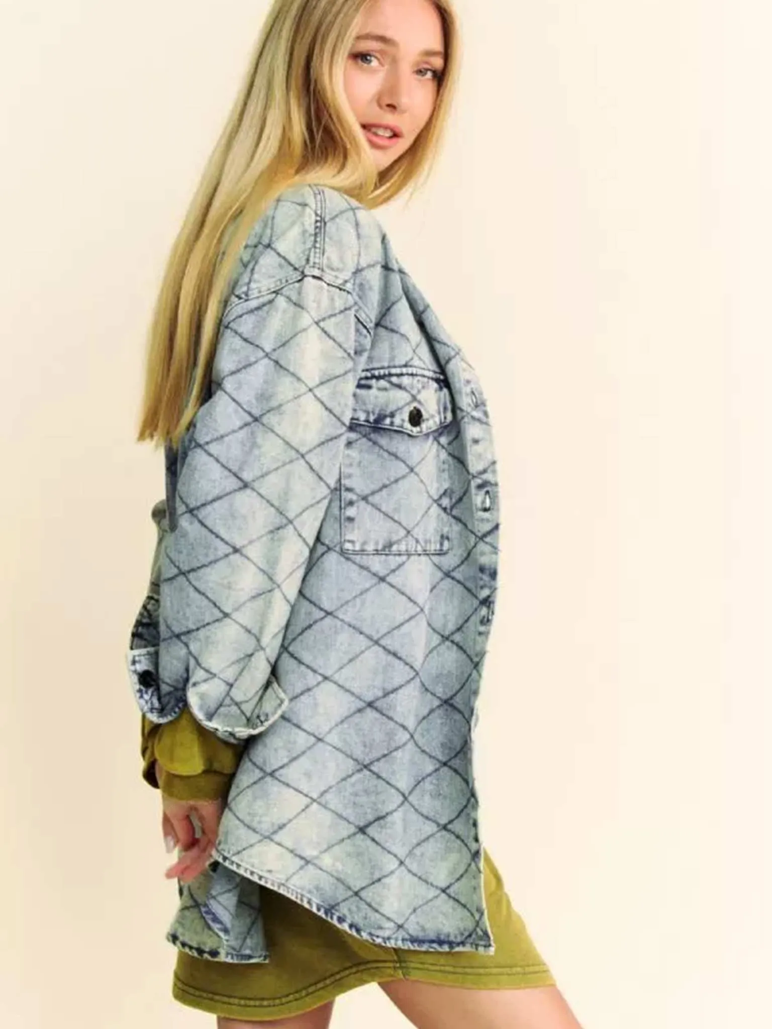 Quilted Denim Shirt Jacket