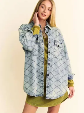 Quilted Denim Shirt Jacket
