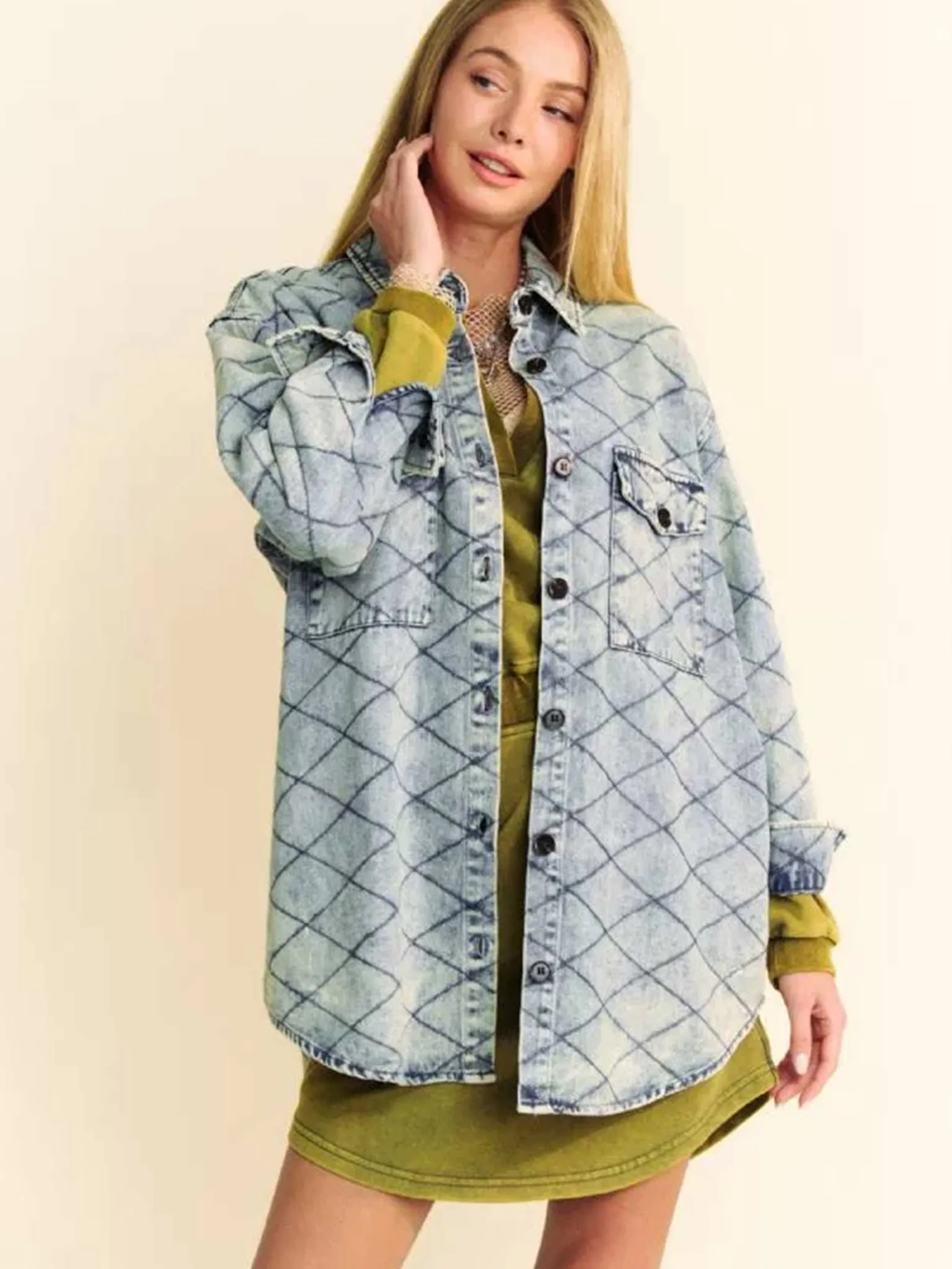 Quilted Denim Shirt Jacket