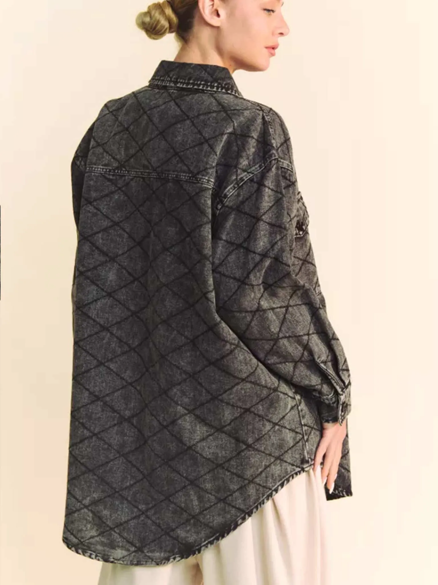 Quilted Denim Shirt Jacket