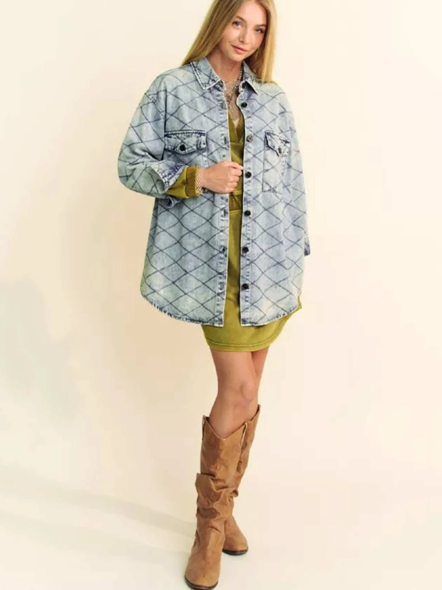 Quilted Denim Shirt Jacket