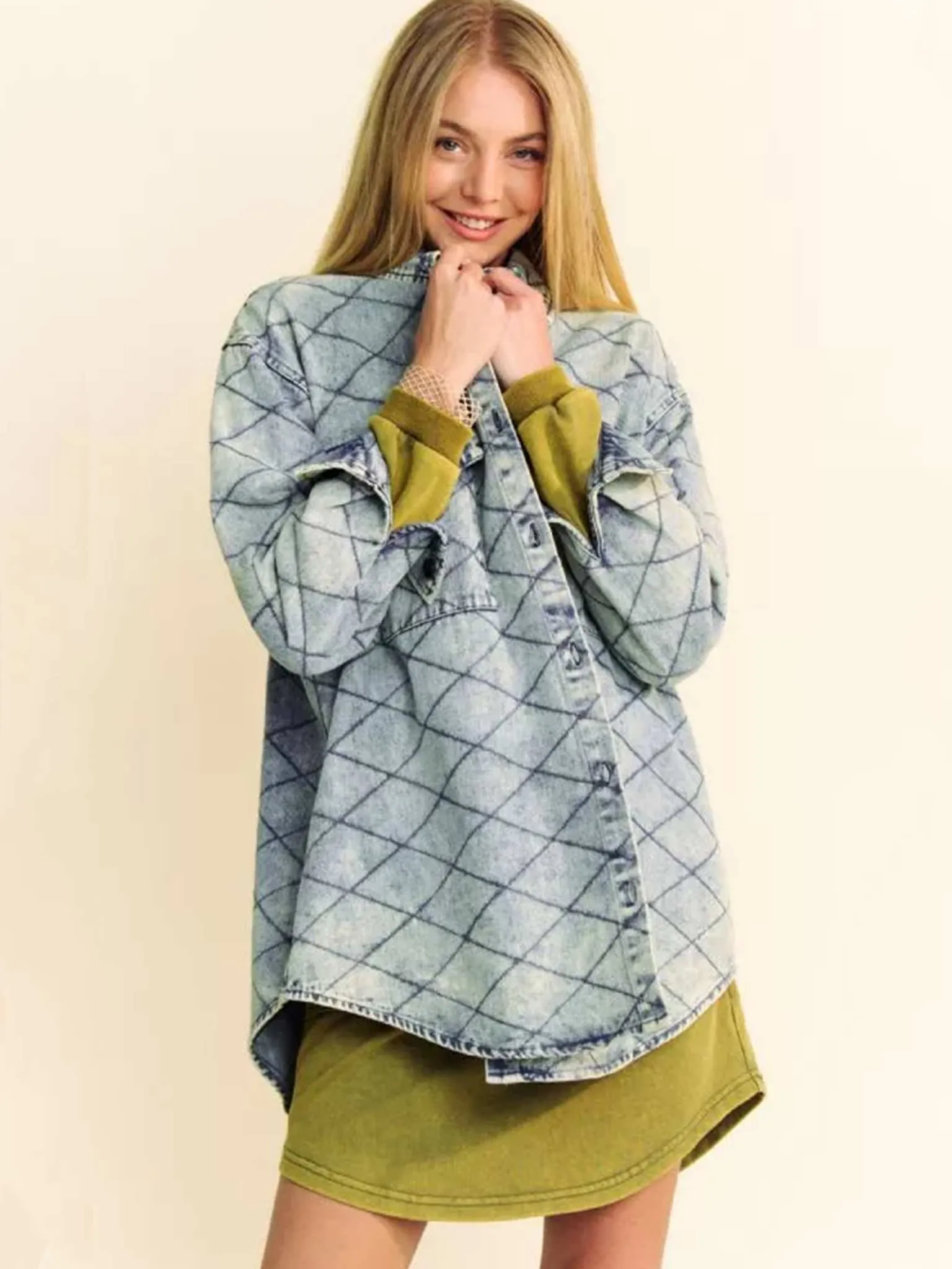 Quilted Denim Shirt Jacket