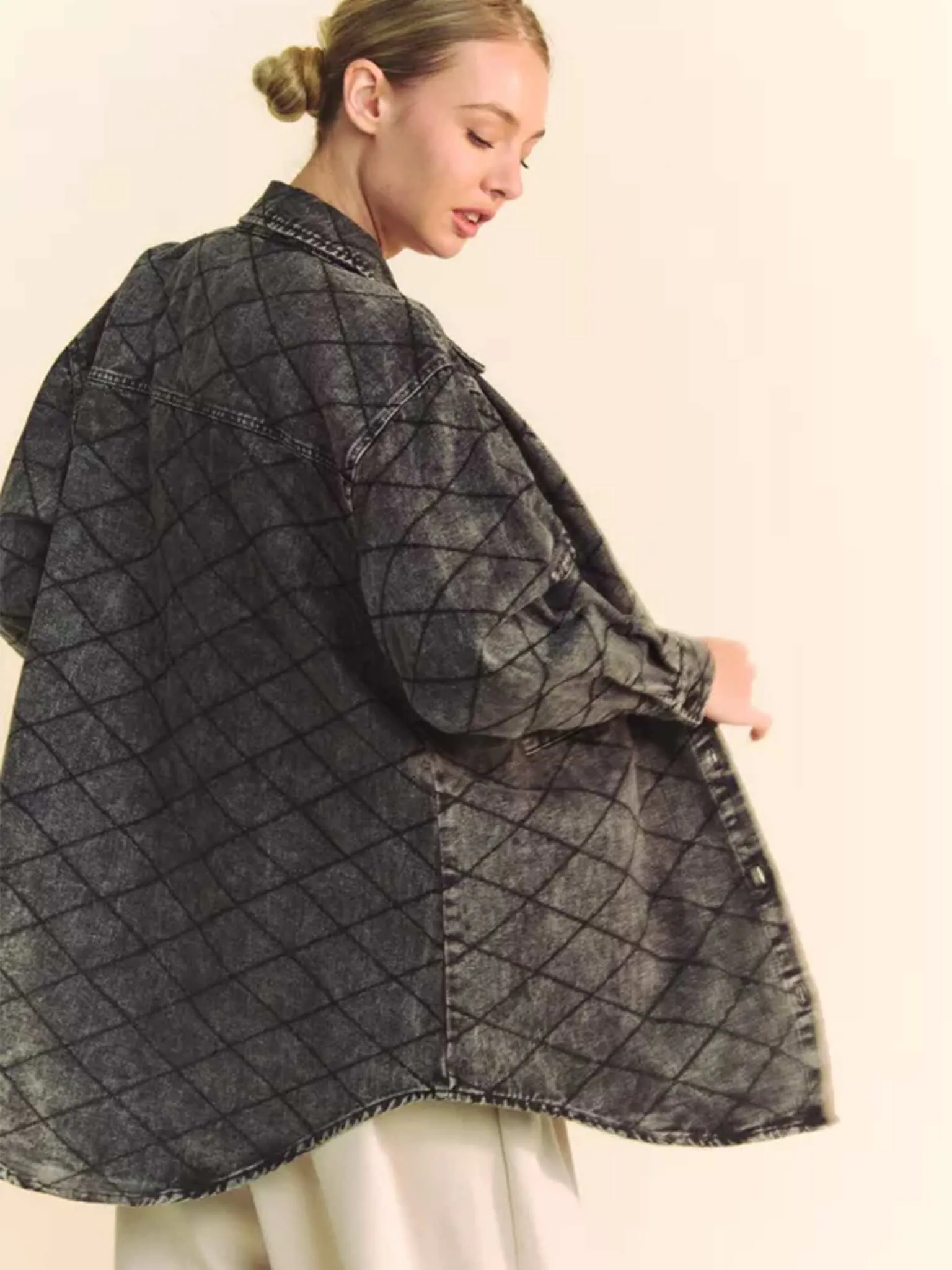 Quilted Denim Shirt Jacket