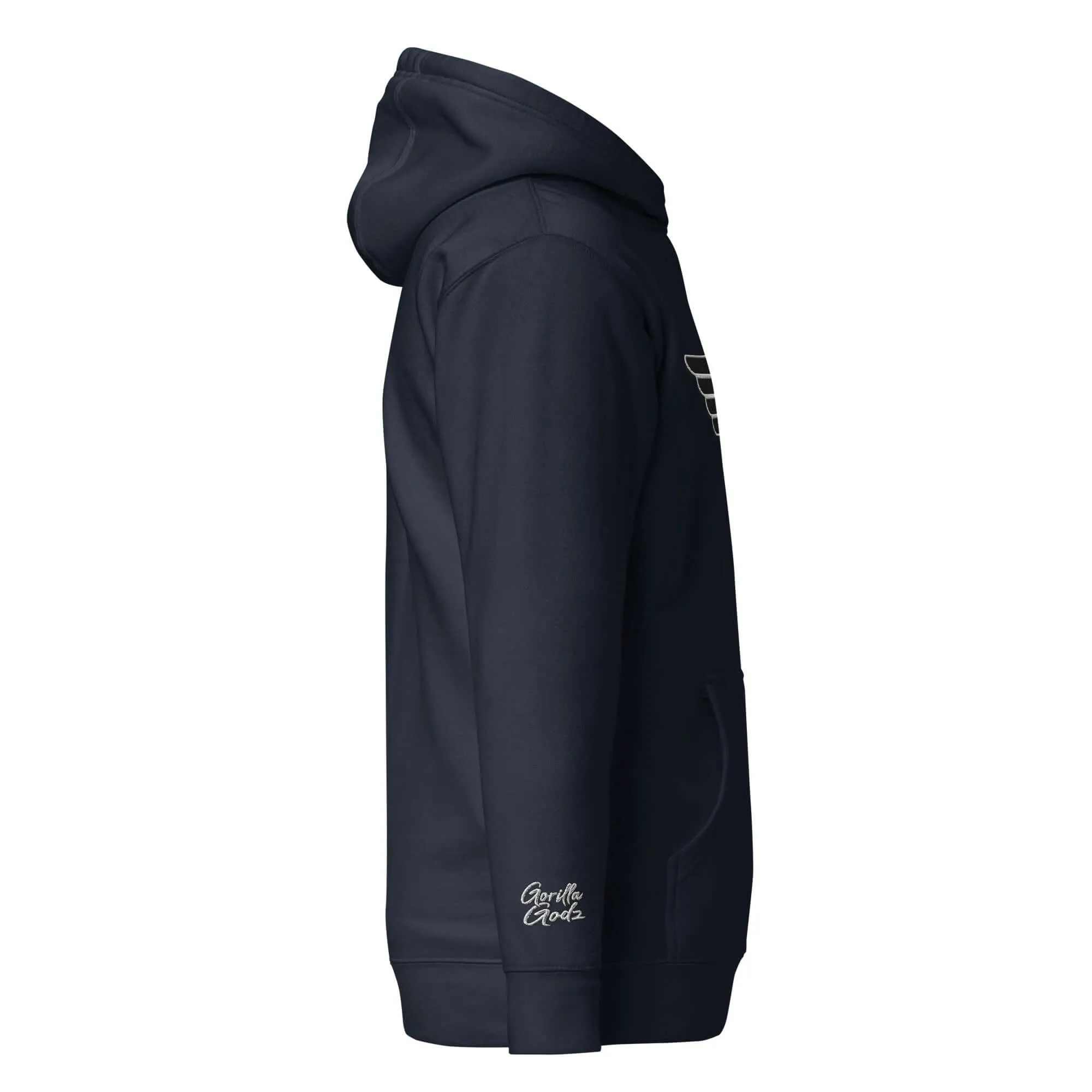 "B/W Wingz" Gorilla Godz Embroidered Unisex Hoodie (Color options available)