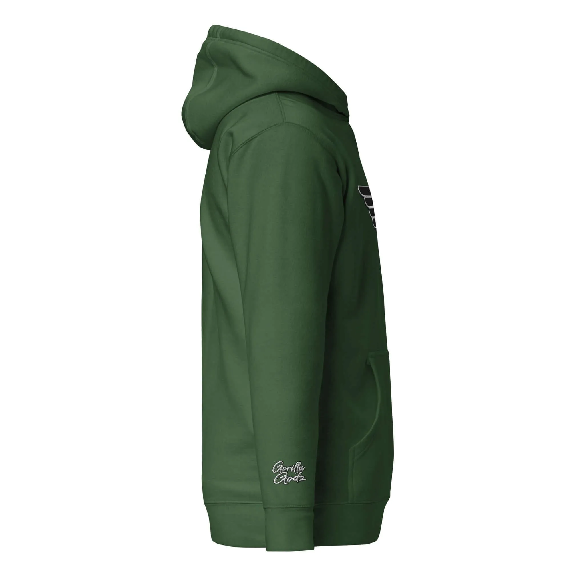 "B/W Wingz" Gorilla Godz Embroidered Unisex Hoodie (Color options available)