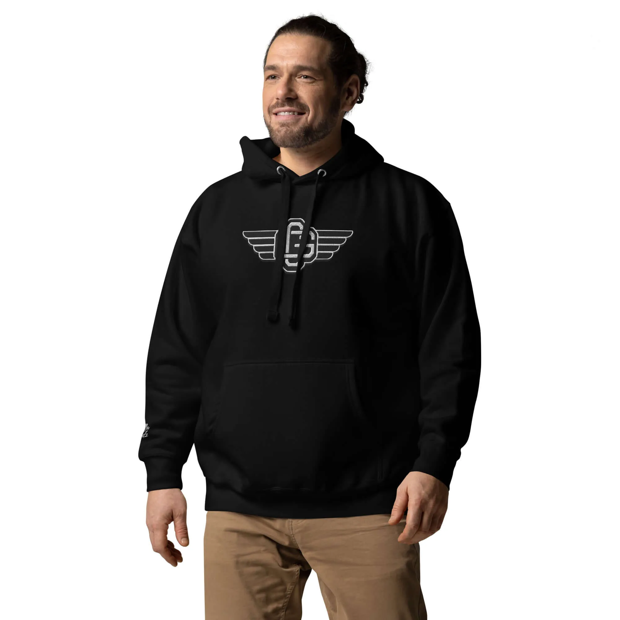 "B/W Wingz" Gorilla Godz Embroidered Unisex Hoodie (Color options available)