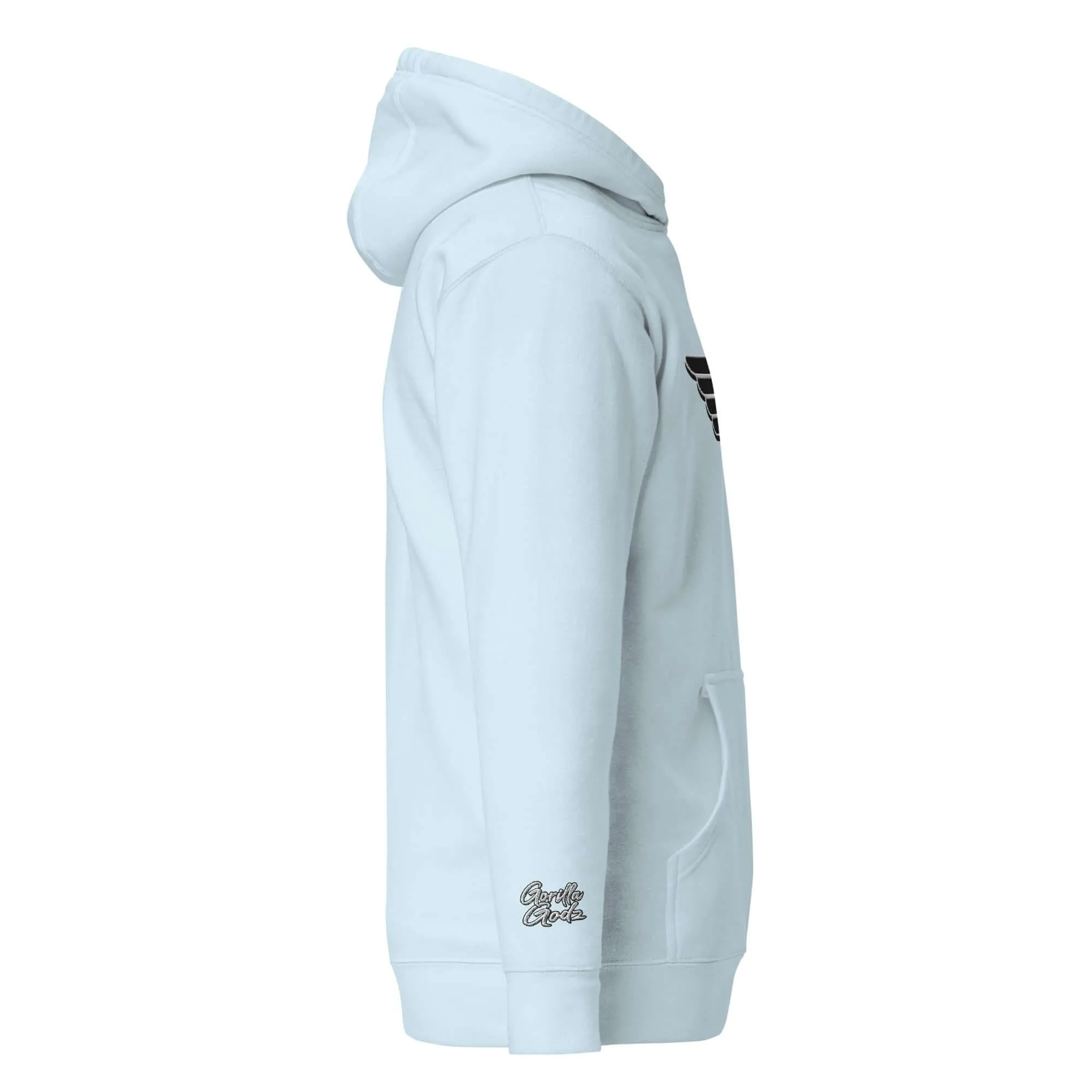 "B/W Wingz" Gorilla Godz Embroidered Unisex Hoodie (Color options available)
