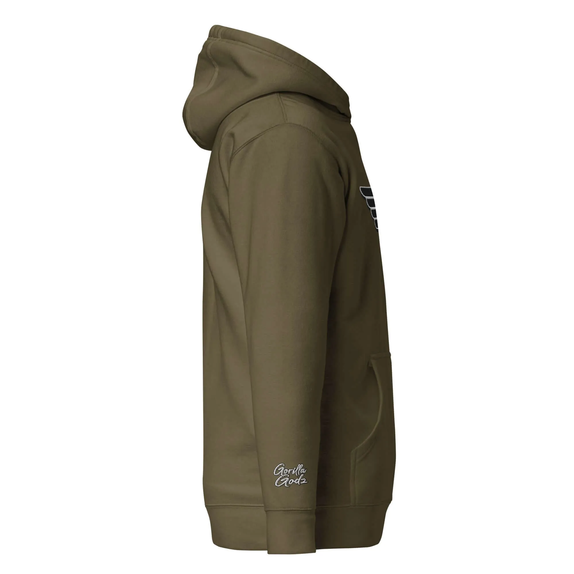 "B/W Wingz" Gorilla Godz Embroidered Unisex Hoodie (Color options available)