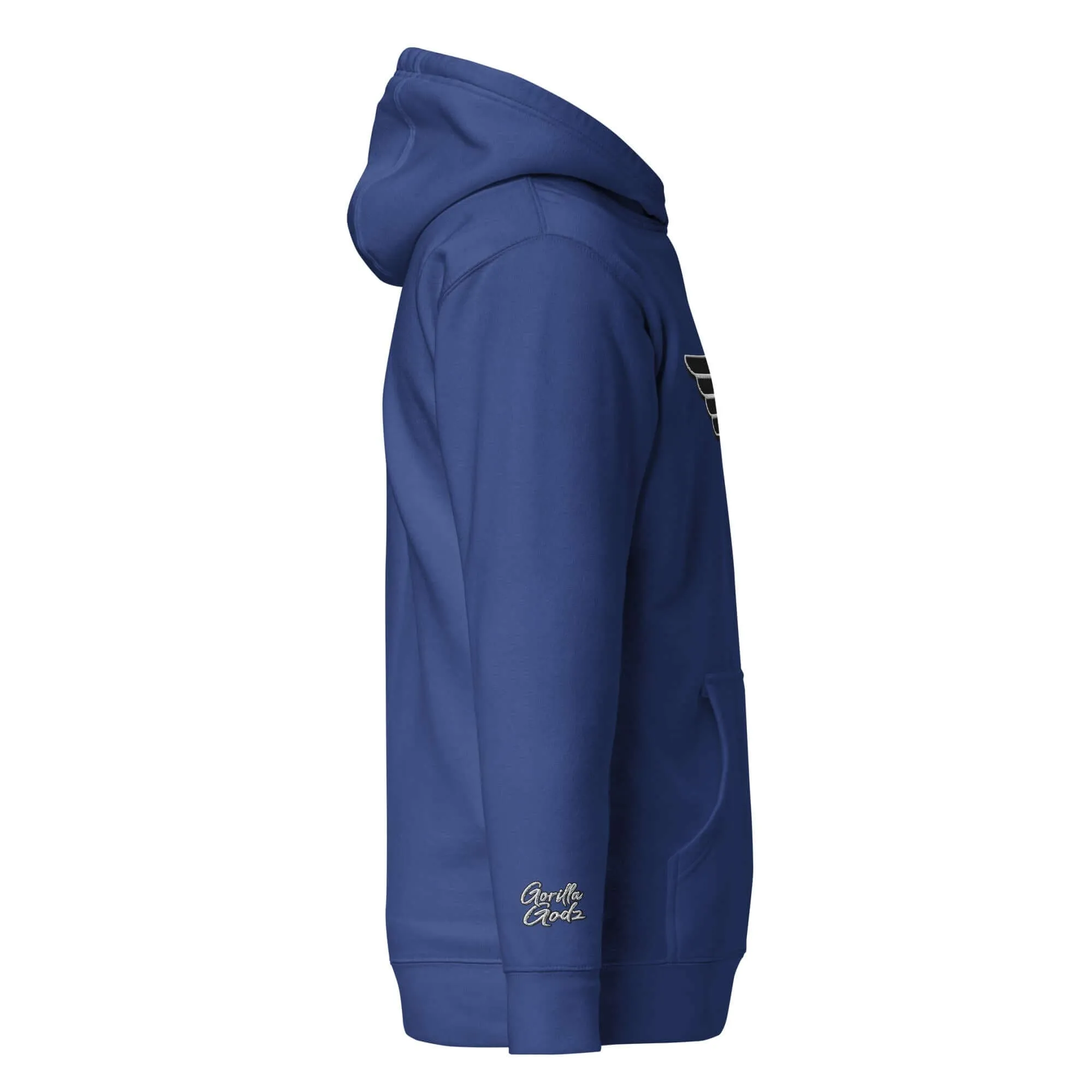 "B/W Wingz" Gorilla Godz Embroidered Unisex Hoodie (Color options available)