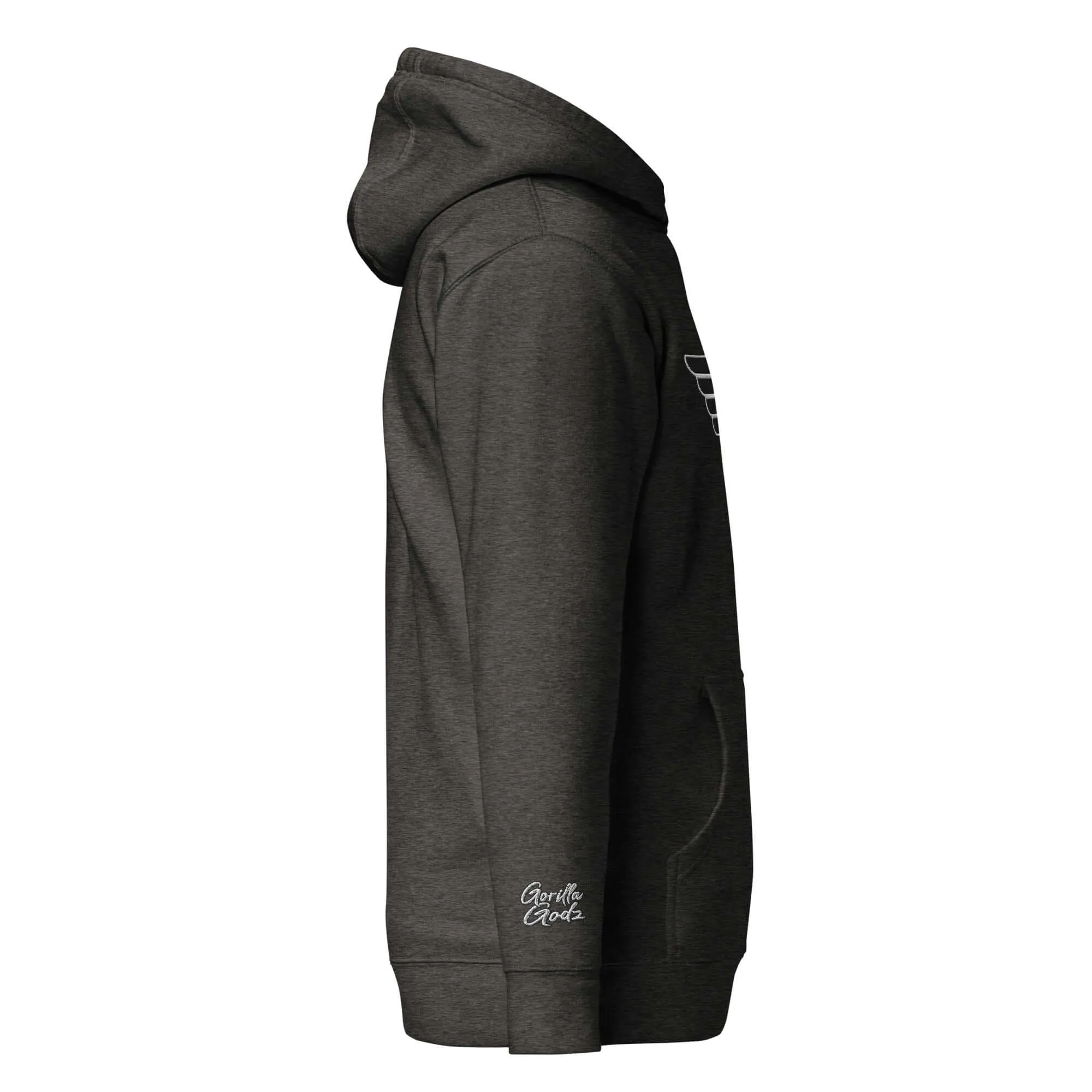 "B/W Wingz" Gorilla Godz Embroidered Unisex Hoodie (Color options available)