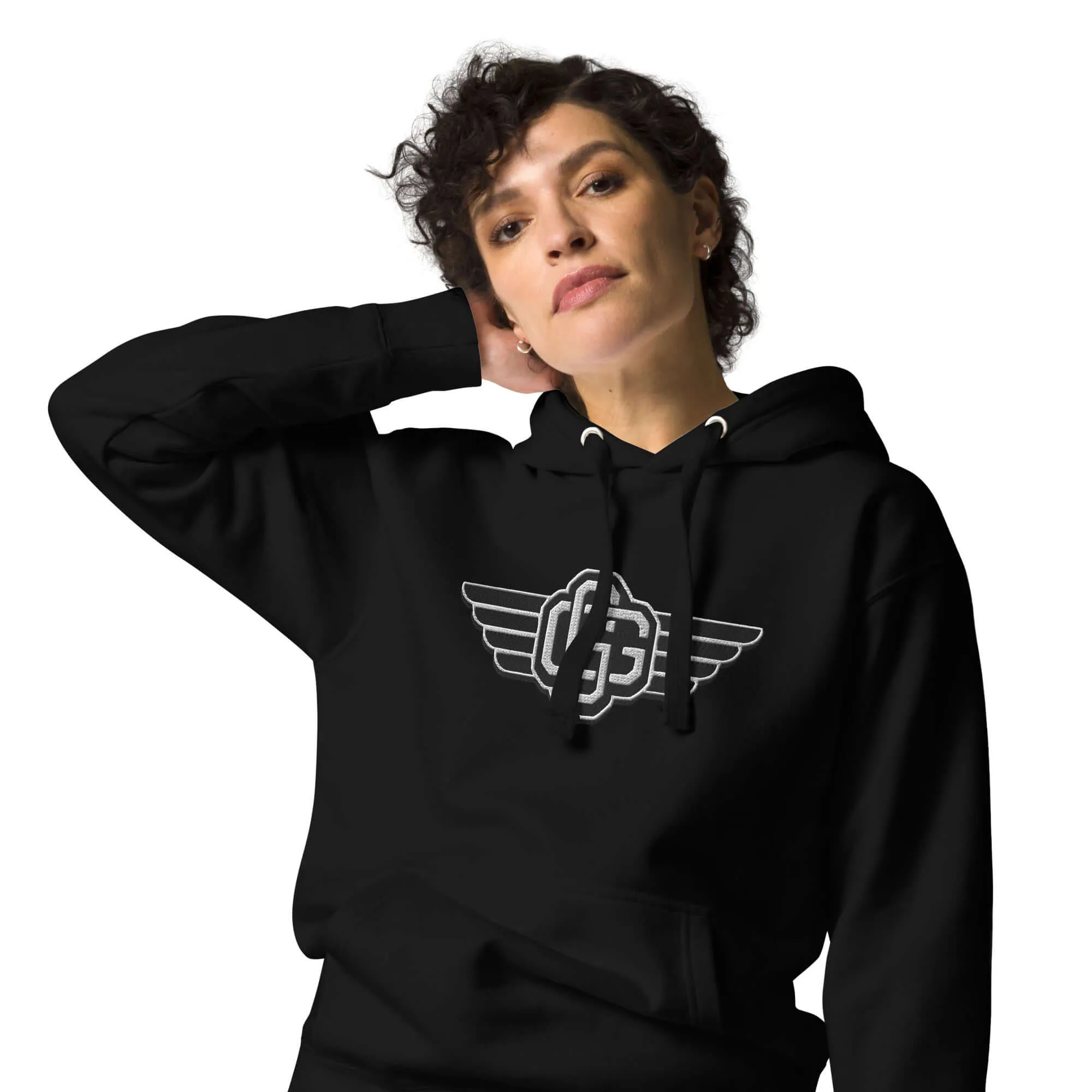 "B/W Wingz" Gorilla Godz Embroidered Unisex Hoodie (Color options available)