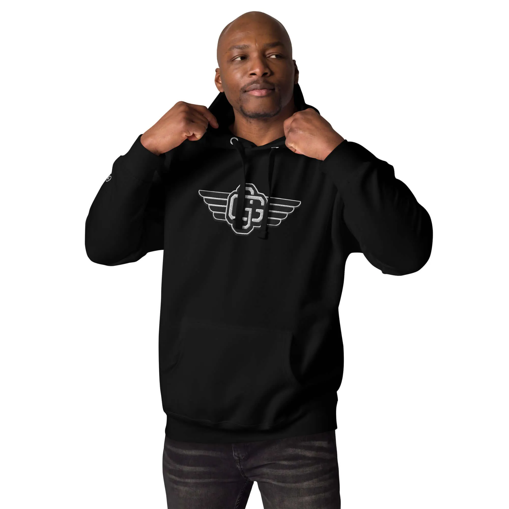 "B/W Wingz" Gorilla Godz Embroidered Unisex Hoodie (Color options available)