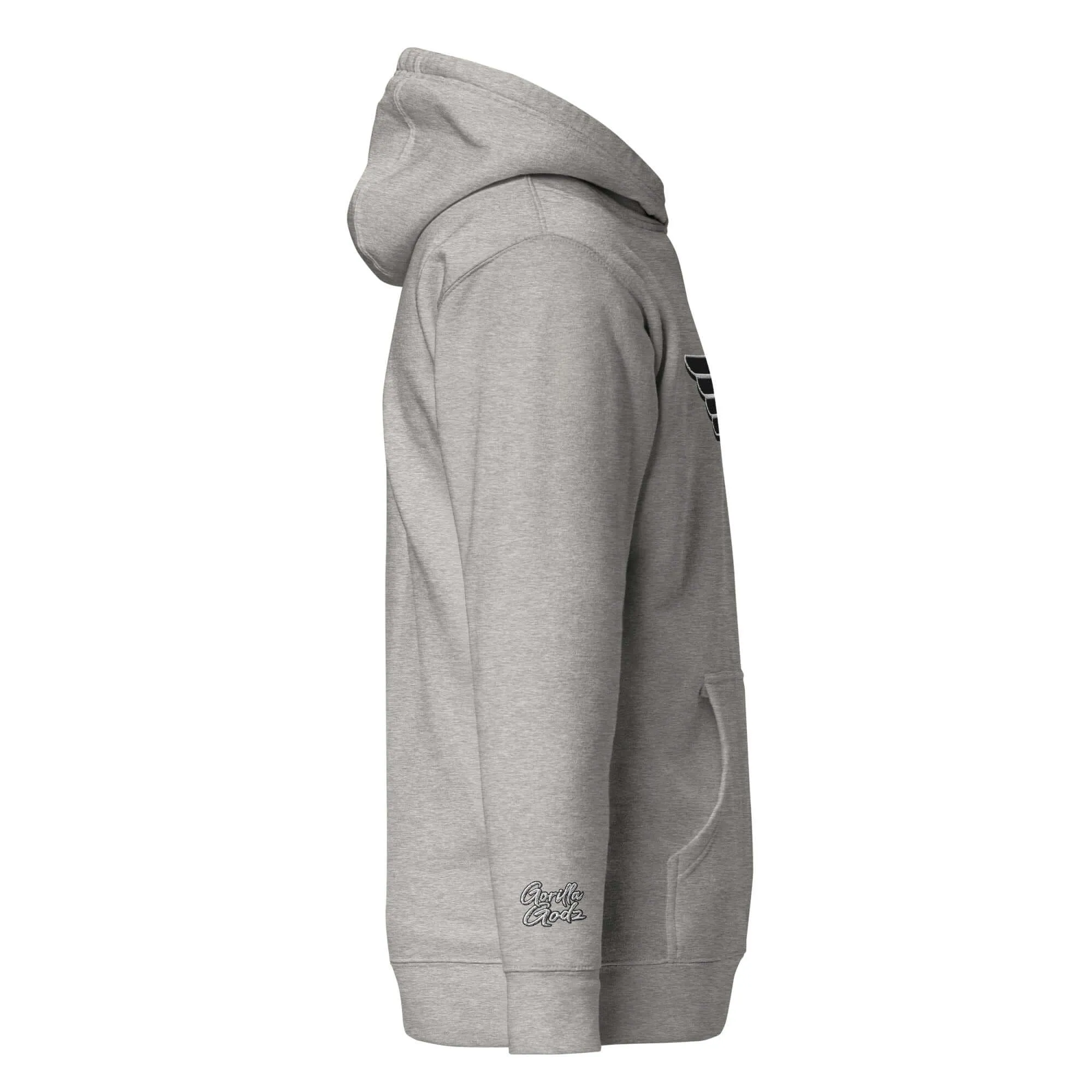 "B/W Wingz" Gorilla Godz Embroidered Unisex Hoodie (Color options available)
