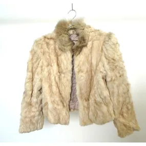 "Retail" Vintage Berman's Rabbit Fur Cropped Winter Coat Tan Size Medium Women's