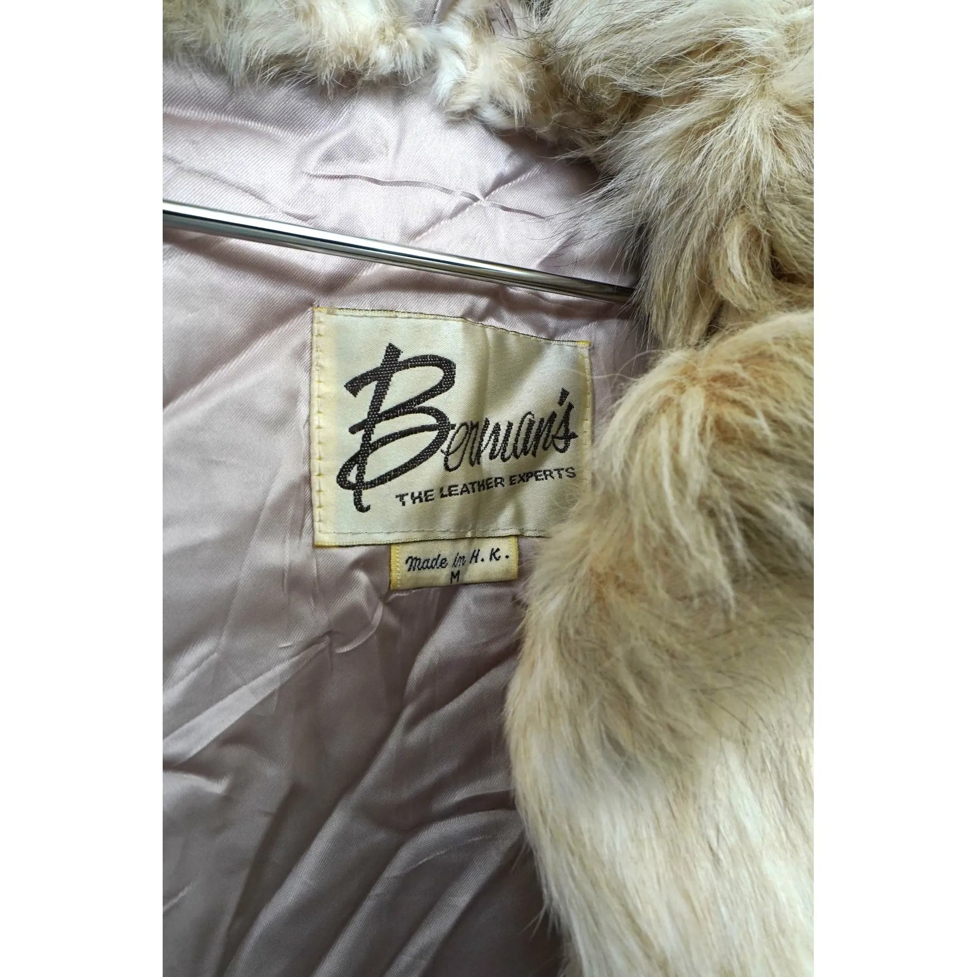 "Retail" Vintage Berman's Rabbit Fur Cropped Winter Coat Tan Size Medium Women's