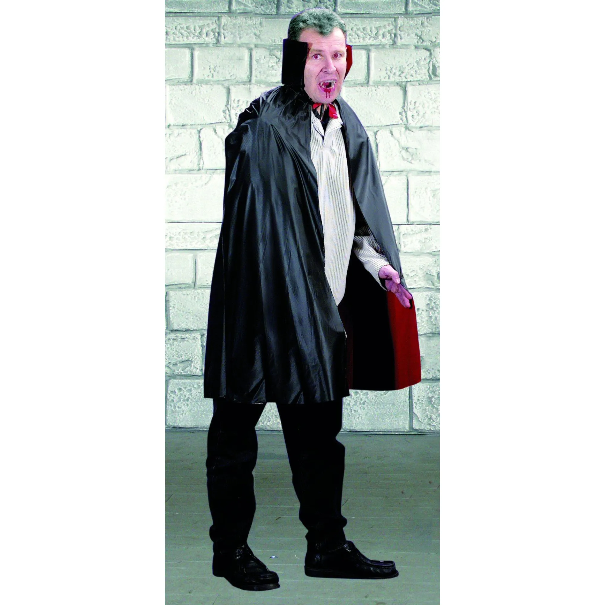 Reversible PVC Cape With Stand Up Collar (Black/Red)