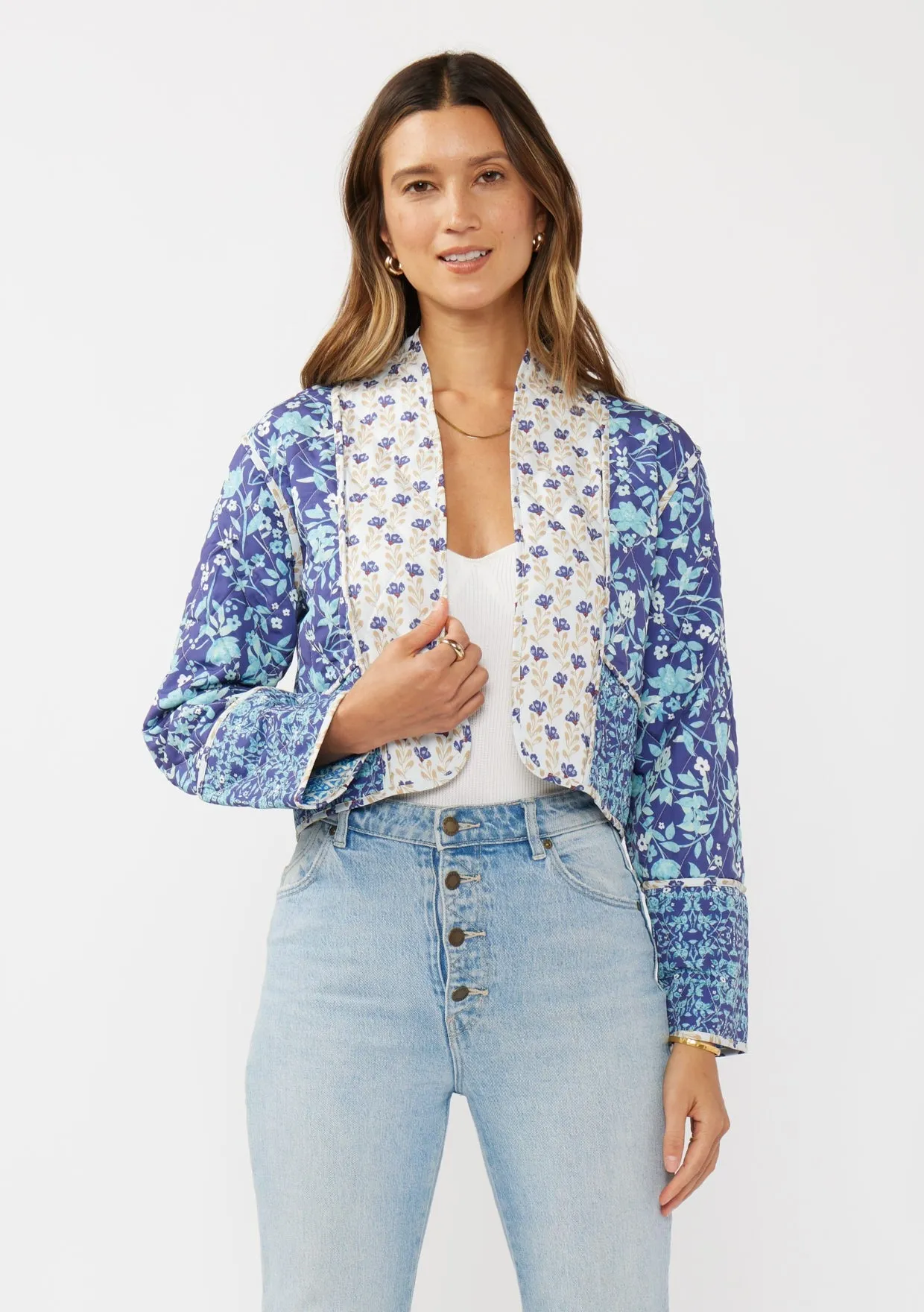 REVERSIBLE QUILTED JACKET - NAVY/NATURAL