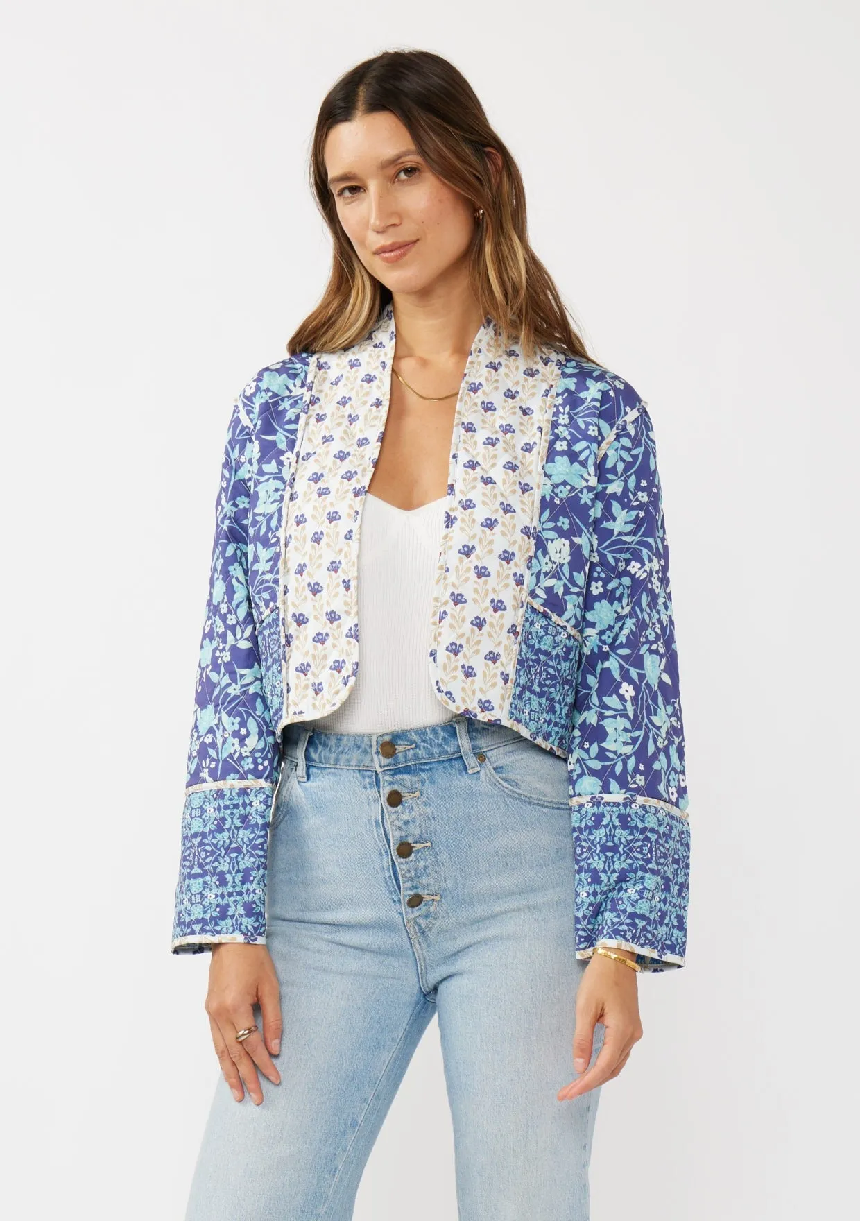 REVERSIBLE QUILTED JACKET - NAVY/NATURAL