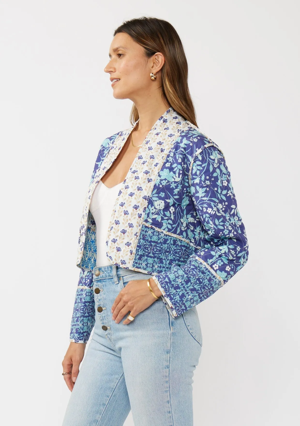 REVERSIBLE QUILTED JACKET - NAVY/NATURAL