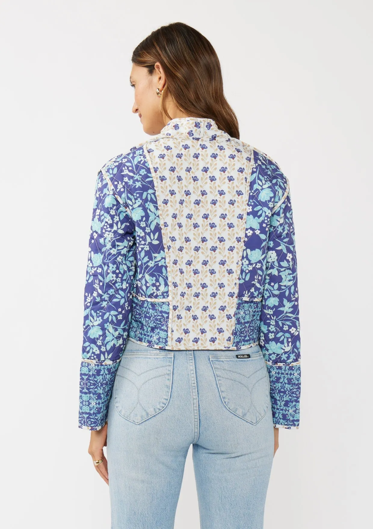 REVERSIBLE QUILTED JACKET - NAVY/NATURAL
