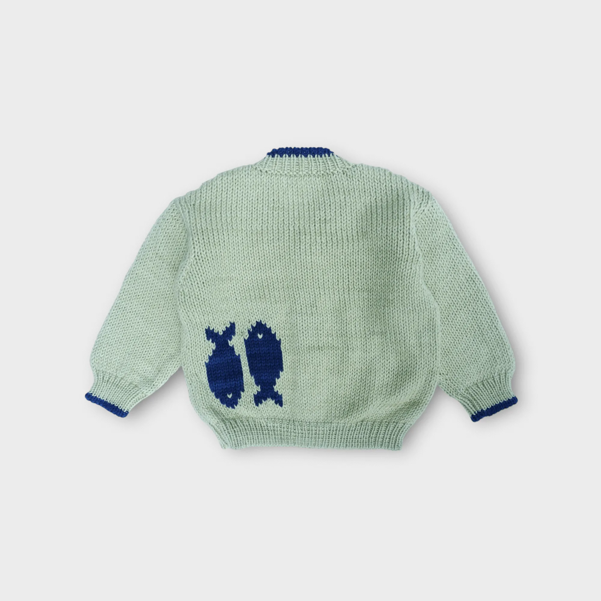 Sardine Intarsia Merino Wool & Baby Alpaca Kids Cardigan