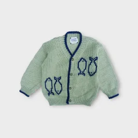 Sardine Intarsia Merino Wool & Baby Alpaca Kids Cardigan
