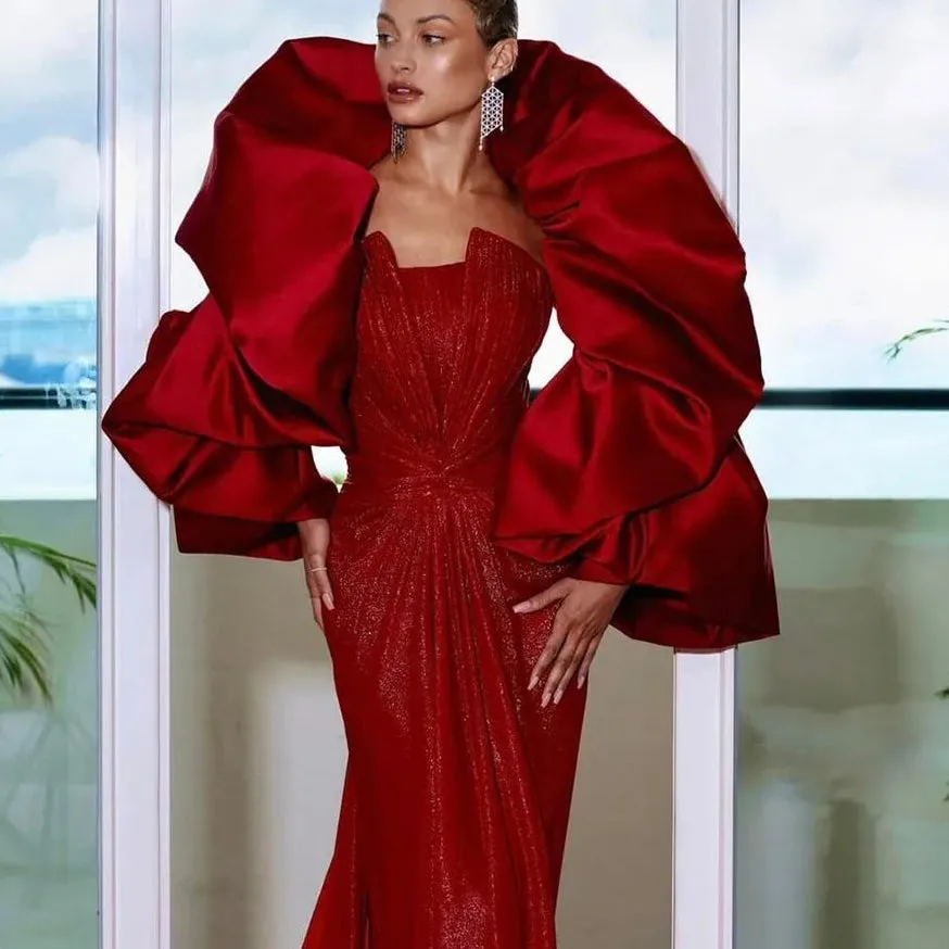 Satin Puffy Bolero Sleeved Short Cape