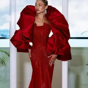Satin Puffy Bolero Sleeved Short Cape