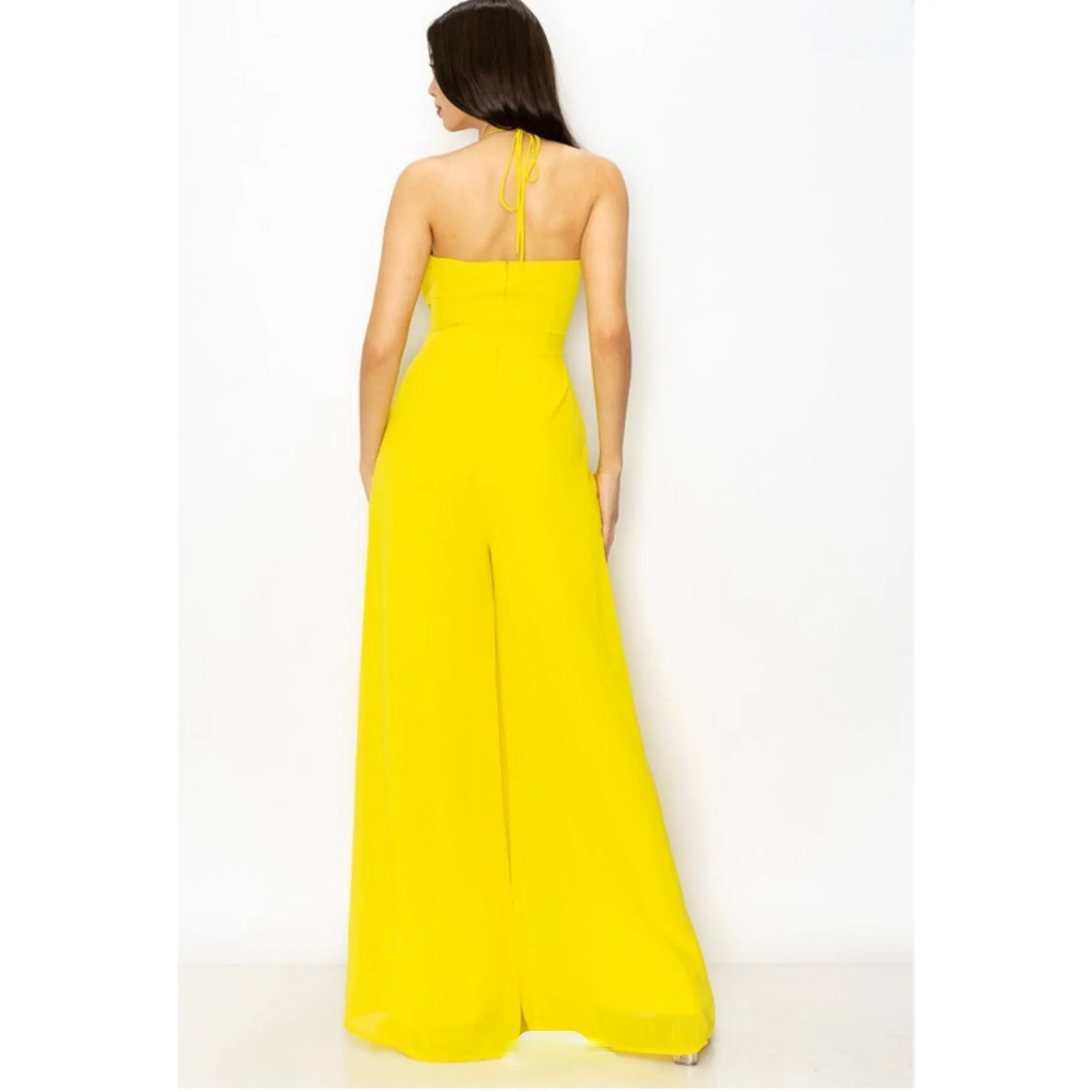 Savannah Chiffon Jumpsuit -Yellow