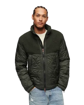 Sherpa Quilted Hybrid Jacket in Dark Grey Green