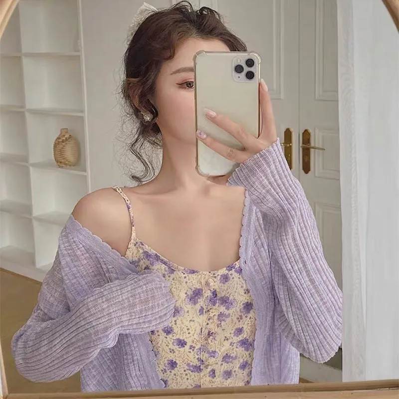 Shrugs Women Candy Colors Sweet All-match Cape Elegant Long Sleeve Bolero Sun Shading Cardigans Cropped Shawl Mujer Chic Outwear