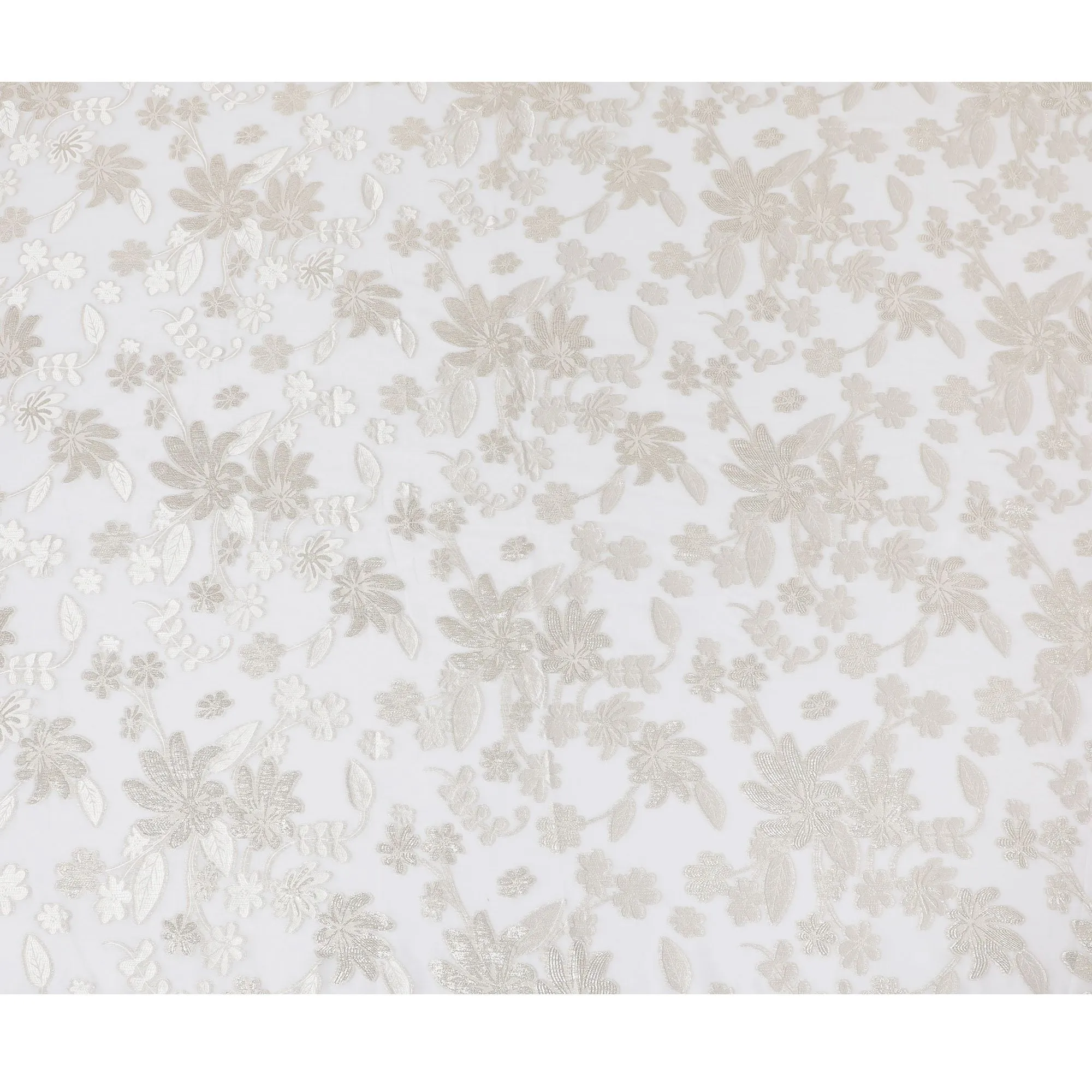 Silver Blossom Silk Chiffon Fabric with Metallic Lurex, 110cm Wide â€“ Premium Quality for Couture-D18381