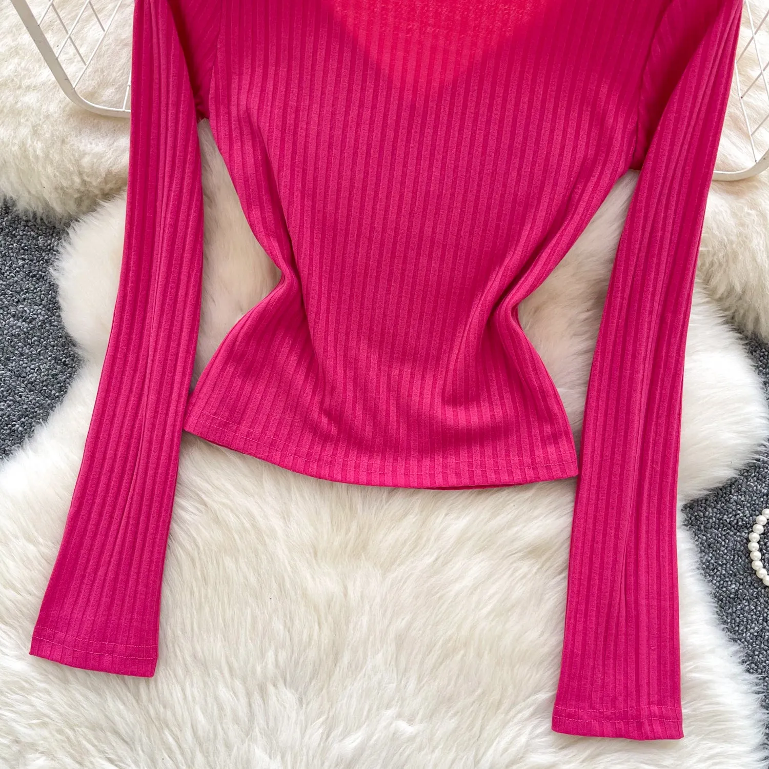 Simple Design V-neck Striped Knitwear