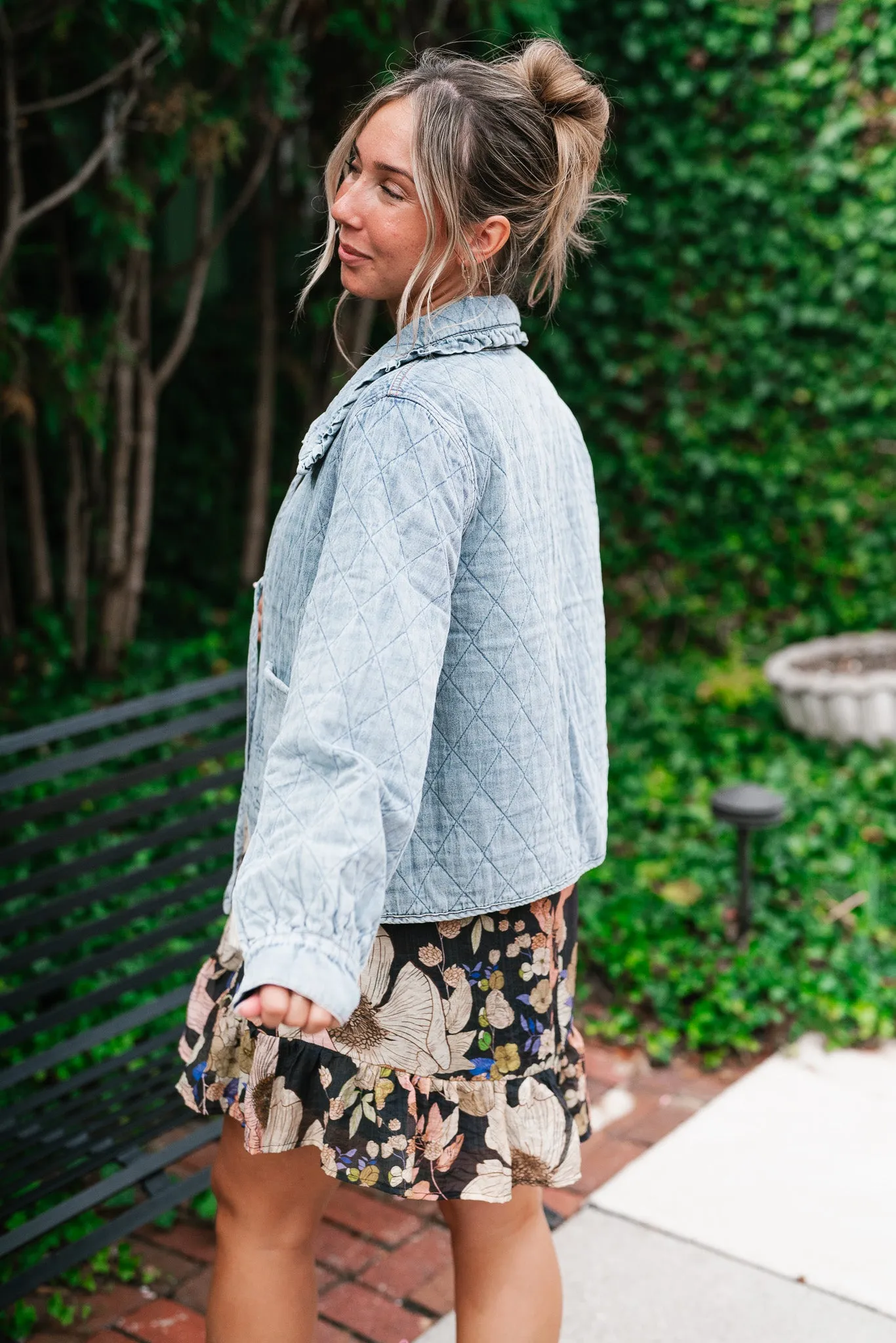 Small Town Stroll Quilted Front Tie Jacket