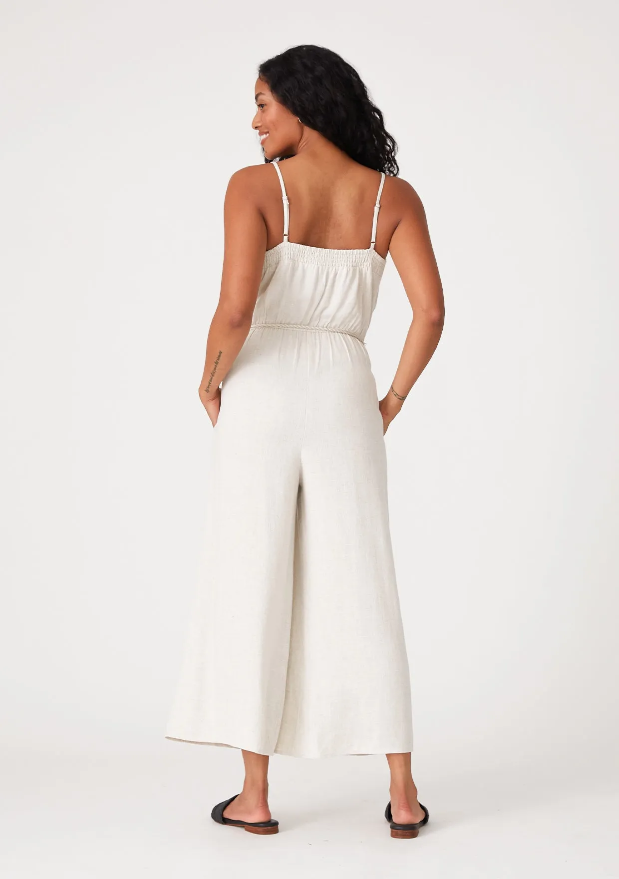 Spaghetti Strap Belted Wide Leg Jumpsuit