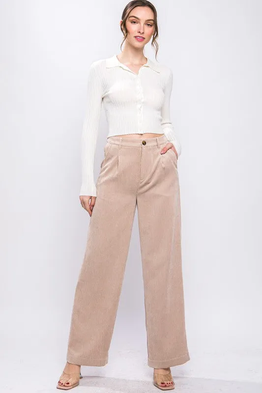 Stretch Waist Corduroy Trouser Pants