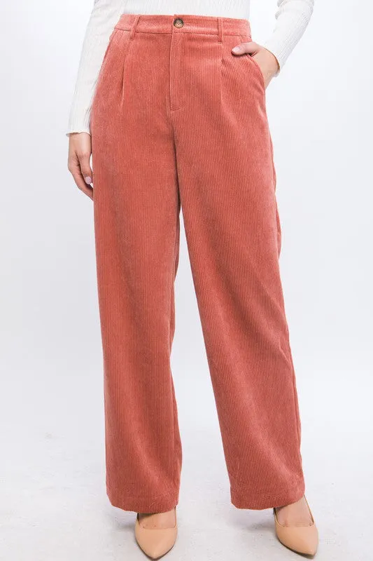 Stretch Waist Corduroy Trouser Pants