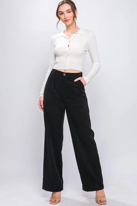 Stretch Waist Corduroy Trouser Pants