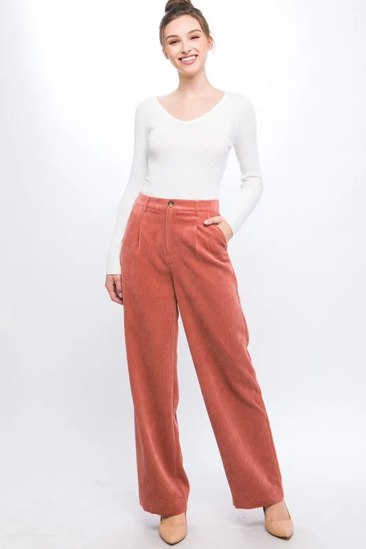 Stretch Waist Corduroy Trouser Pants