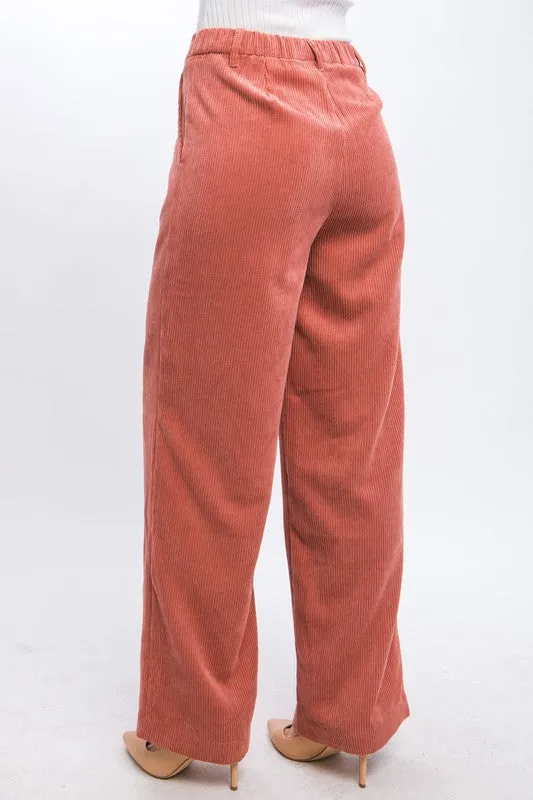 Stretch Waist Corduroy Trouser Pants