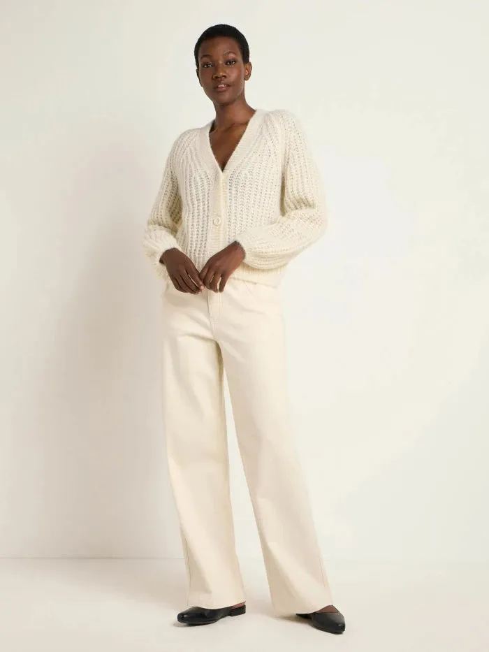 Strickjacke aus Alpakawolle off white | Lanius