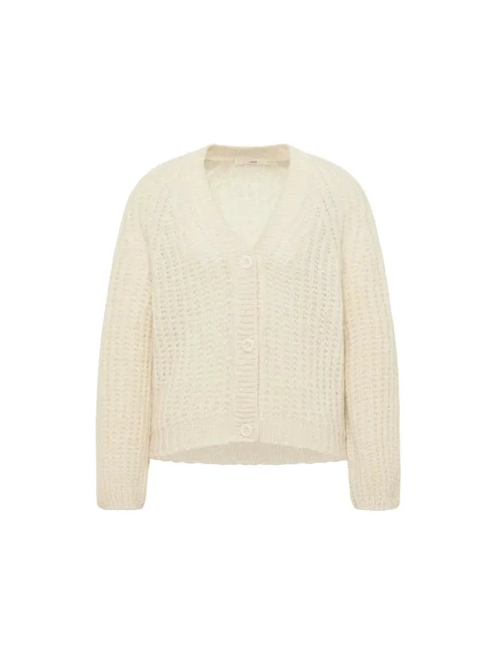 Strickjacke aus Alpakawolle off white | Lanius