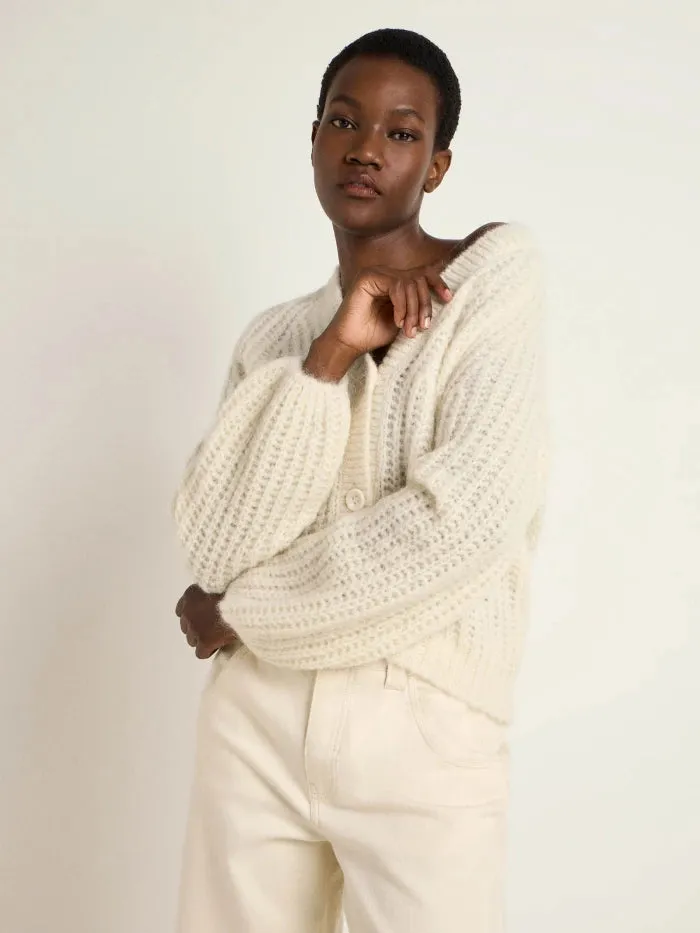 Strickjacke aus Alpakawolle off white | Lanius