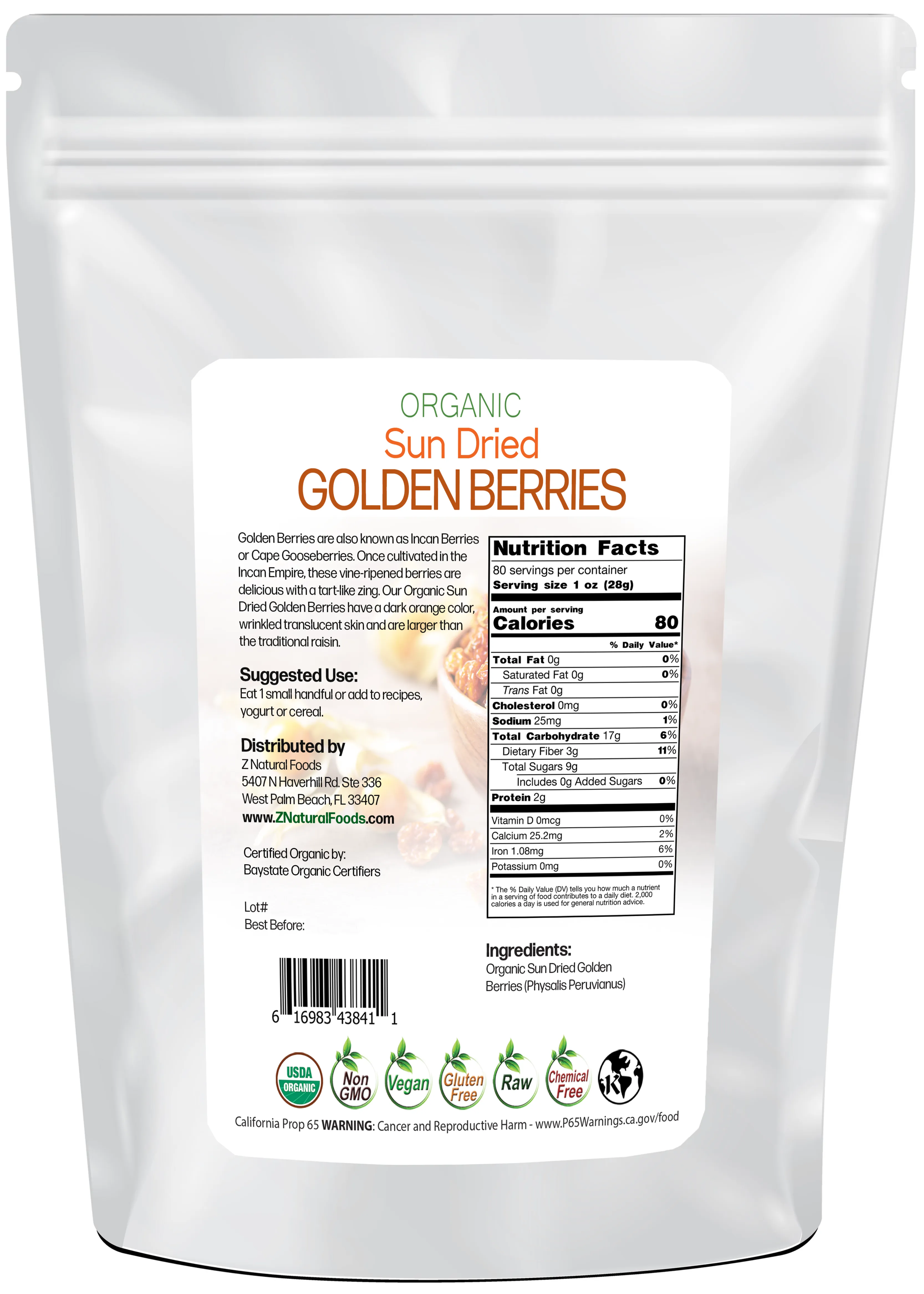 Sun Dried Golden Berries - Organic