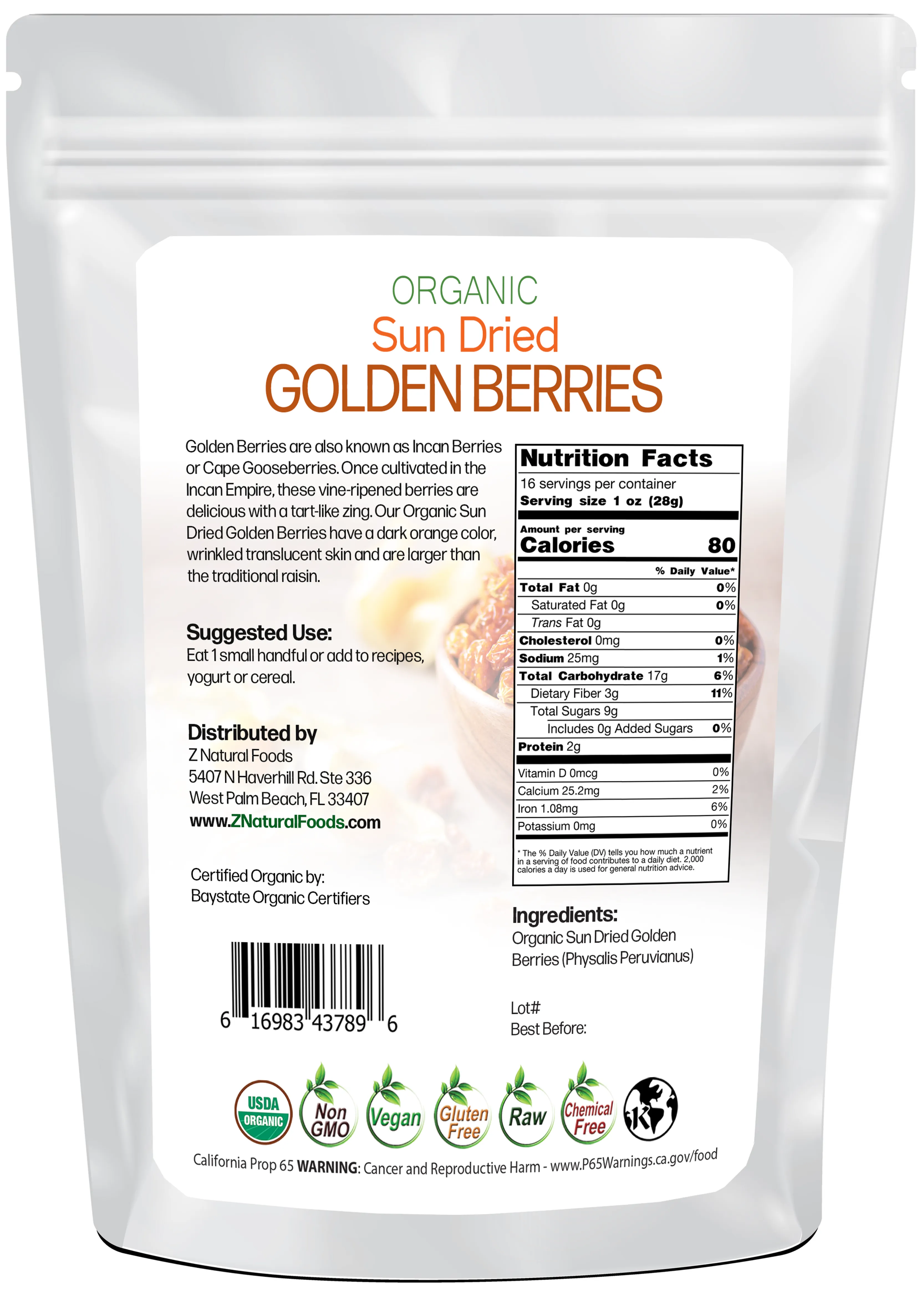 Sun Dried Golden Berries - Organic